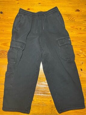 Y2K Ninth Hall Sweatpants L Black Baggy Cargo Wide Relaxed Distressed  Pants